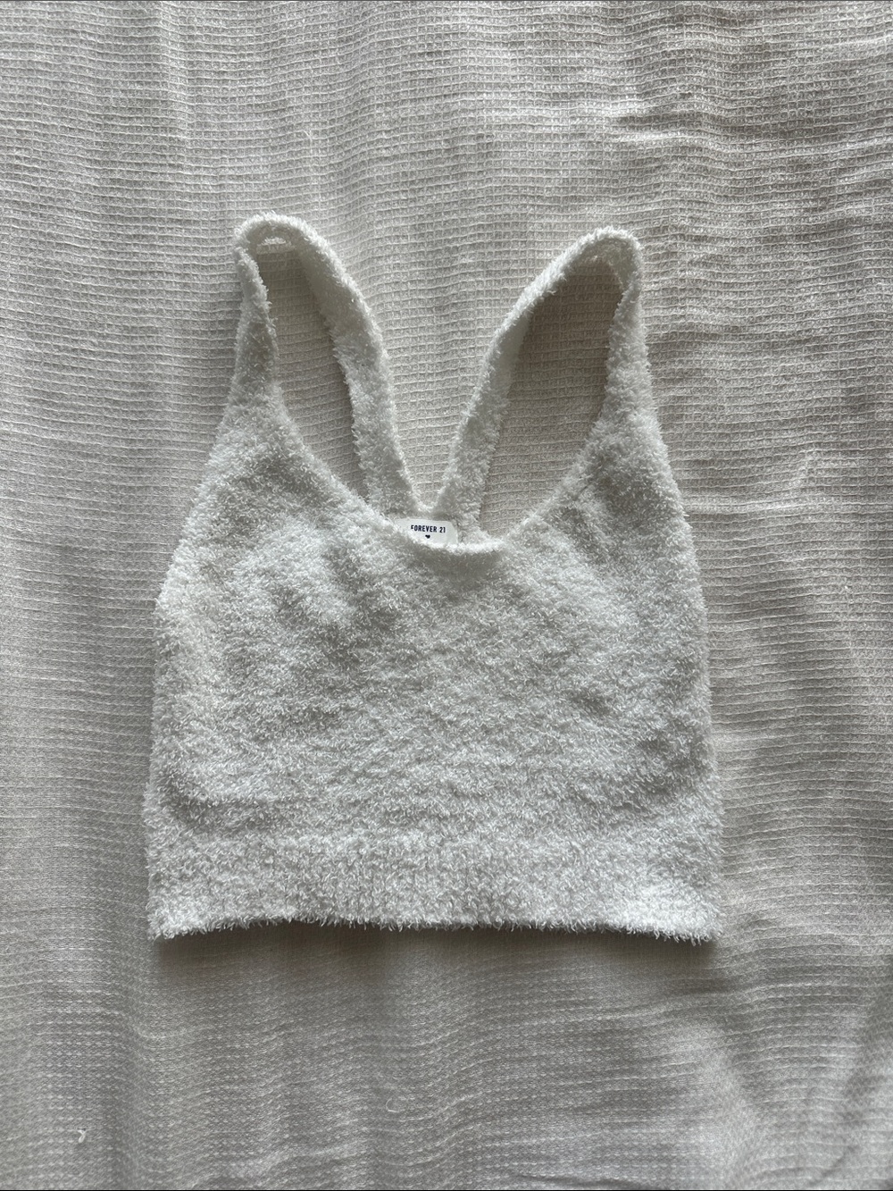 Forever 21 white Fuzzy Cropped Tank